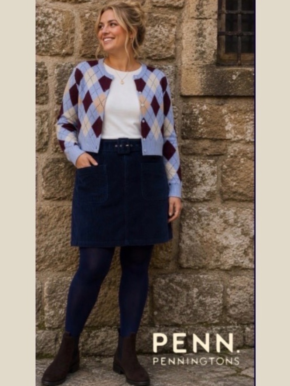 26W Navy Corduroy Mini Skirt with Belt, NWT